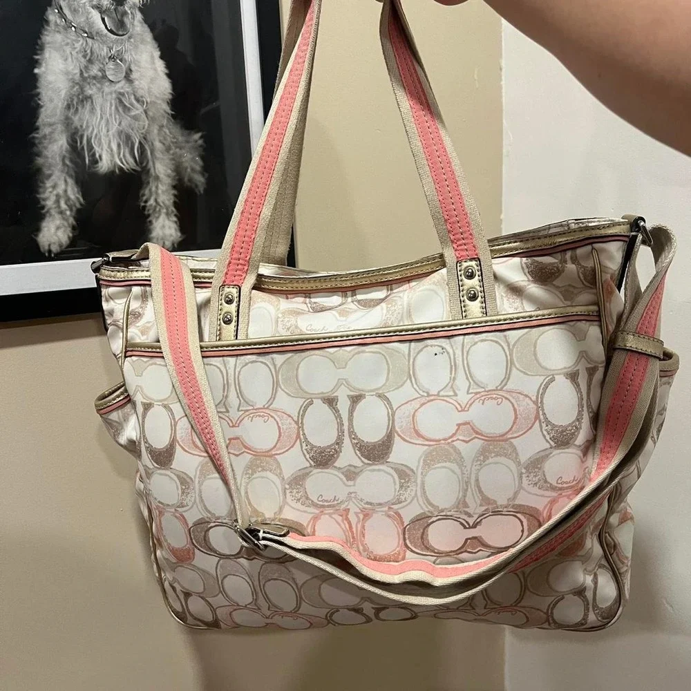 y2k 2000s Coach Signature Cs Monogram Diaper Shoulder Bag / Handbag